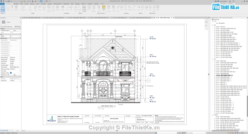 File revit biệt thự cổ điển,biệt thự tân cổ điển,Biệt thự mái thái 2 tầng,Biệt thự cổ điển 2 tầng,Biệt thự tân cổ điển 2 tầng